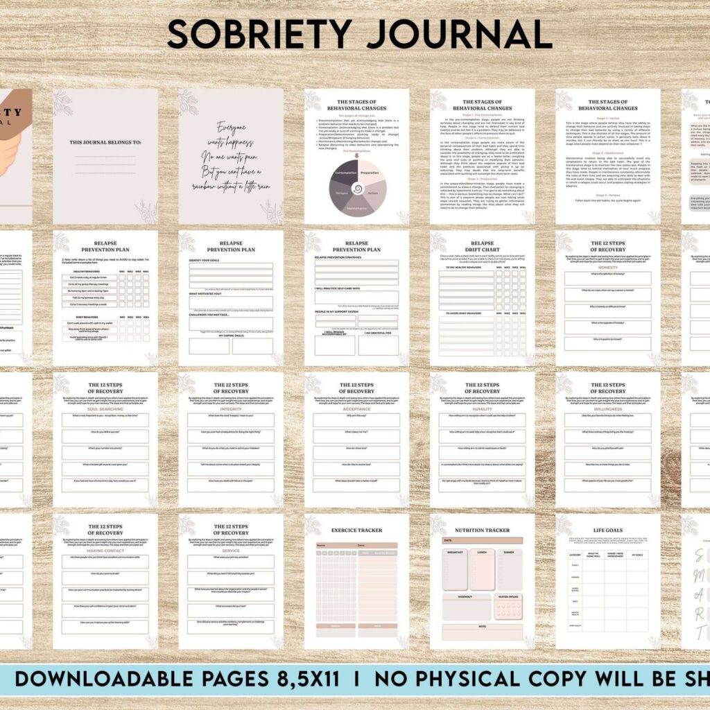 Sobriety, Addiction recovery Journal, calmness, KDP interior PDF file 8,5×11 inch