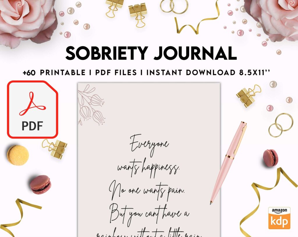 Sobriety, Addiction recovery Journal, calmness, KDP interior PDF file 8,5×11 inch