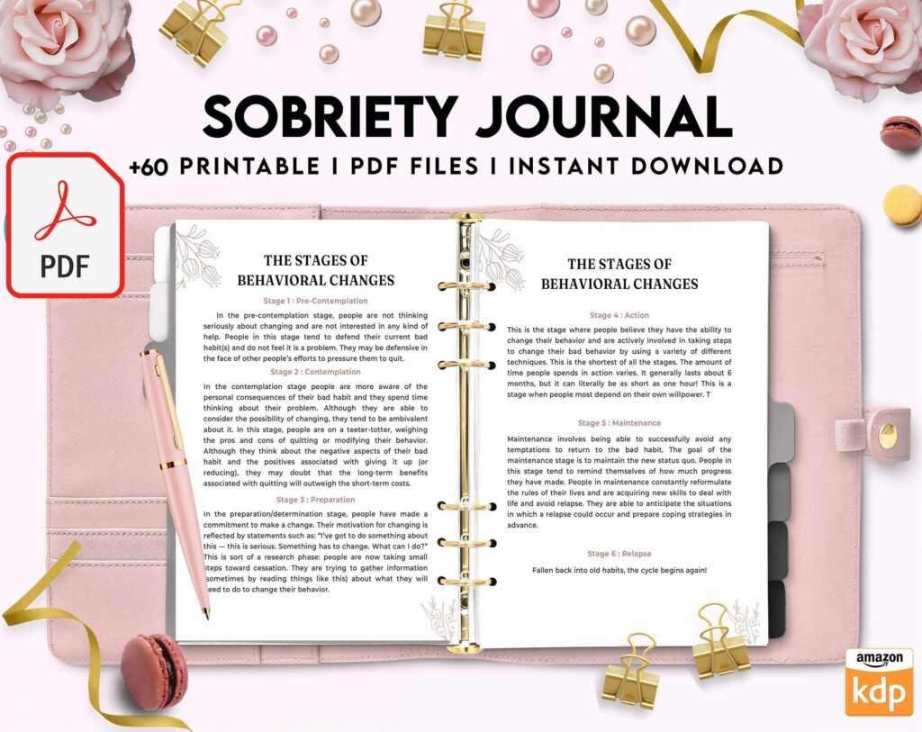 Sobriety, Addiction recovery Journal, calmness, KDP interior PDF file 8,5×11 inch