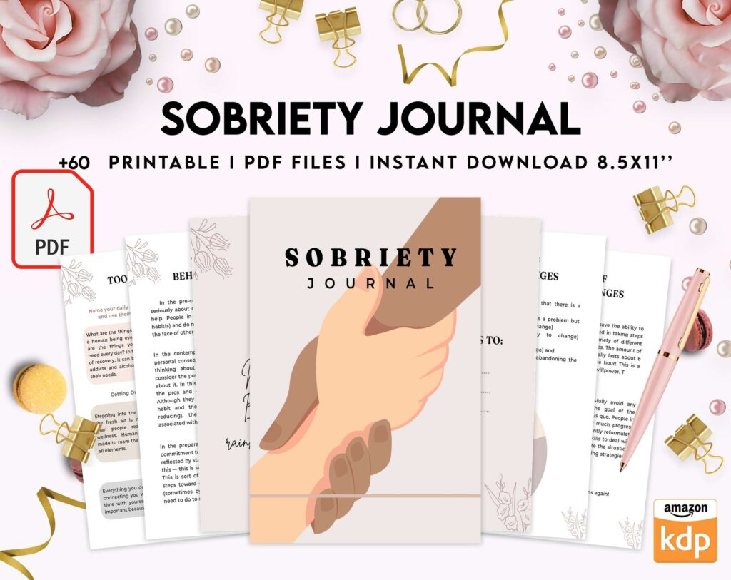 Sobriety, Addiction recovery Journal, calmness, KDP interior PDF file 8,5×11 inch
