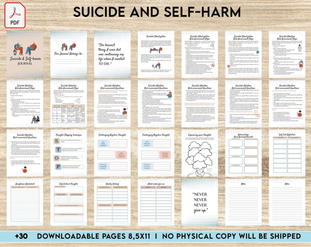 Suicide and self-harm journal, suicide awareness,suicide prevention, KDP interior PDF file 8,5×11 inch