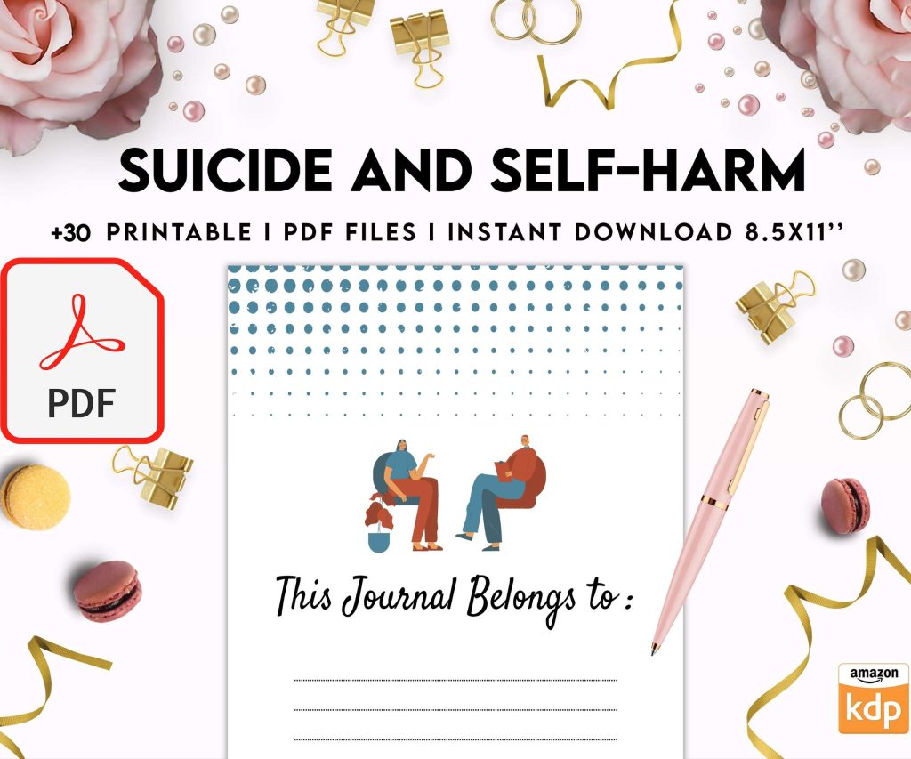 Suicide and self-harm journal, suicide awareness,suicide prevention, KDP interior PDF file 8,5×11 inch