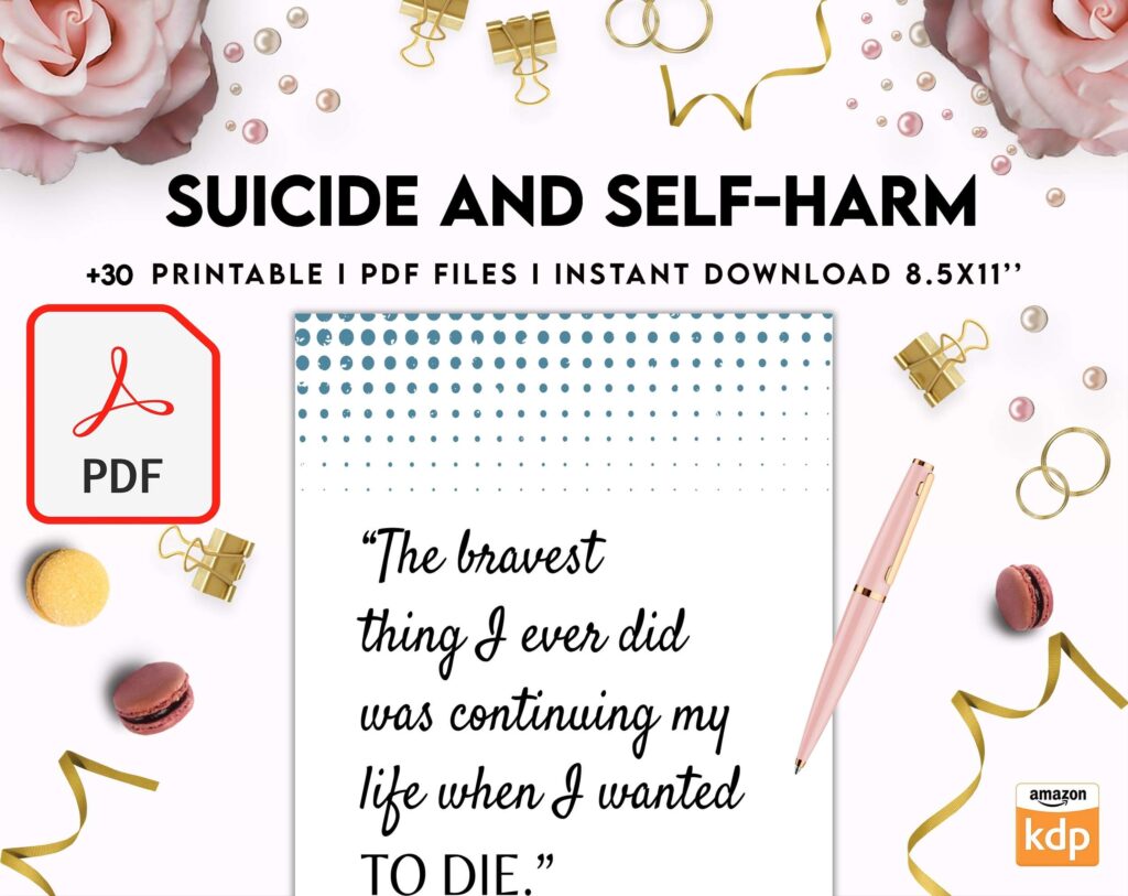 Suicide and self-harm journal, suicide awareness,suicide prevention, KDP interior PDF file 8,5×11 inch