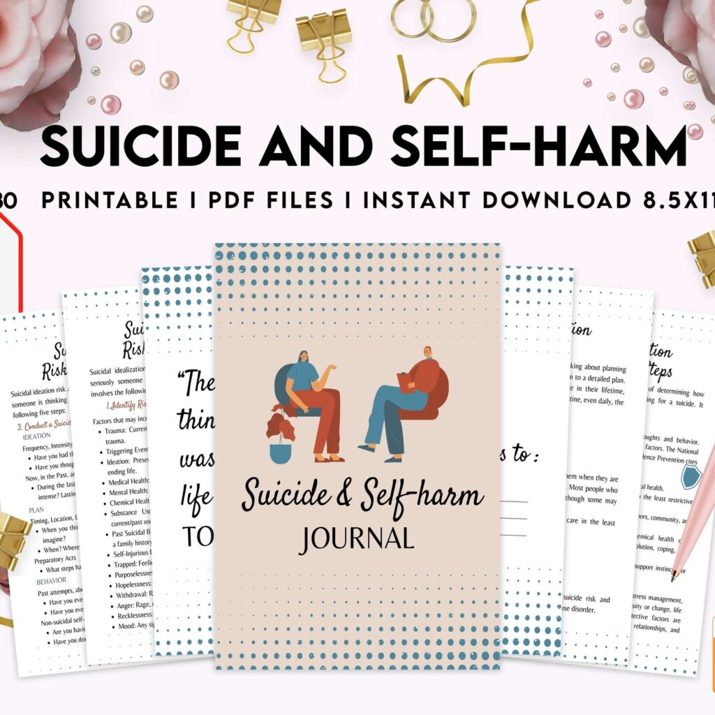 Suicide and self-harm journal, suicide awareness,suicide prevention, KDP interior PDF file 8,5×11 inch