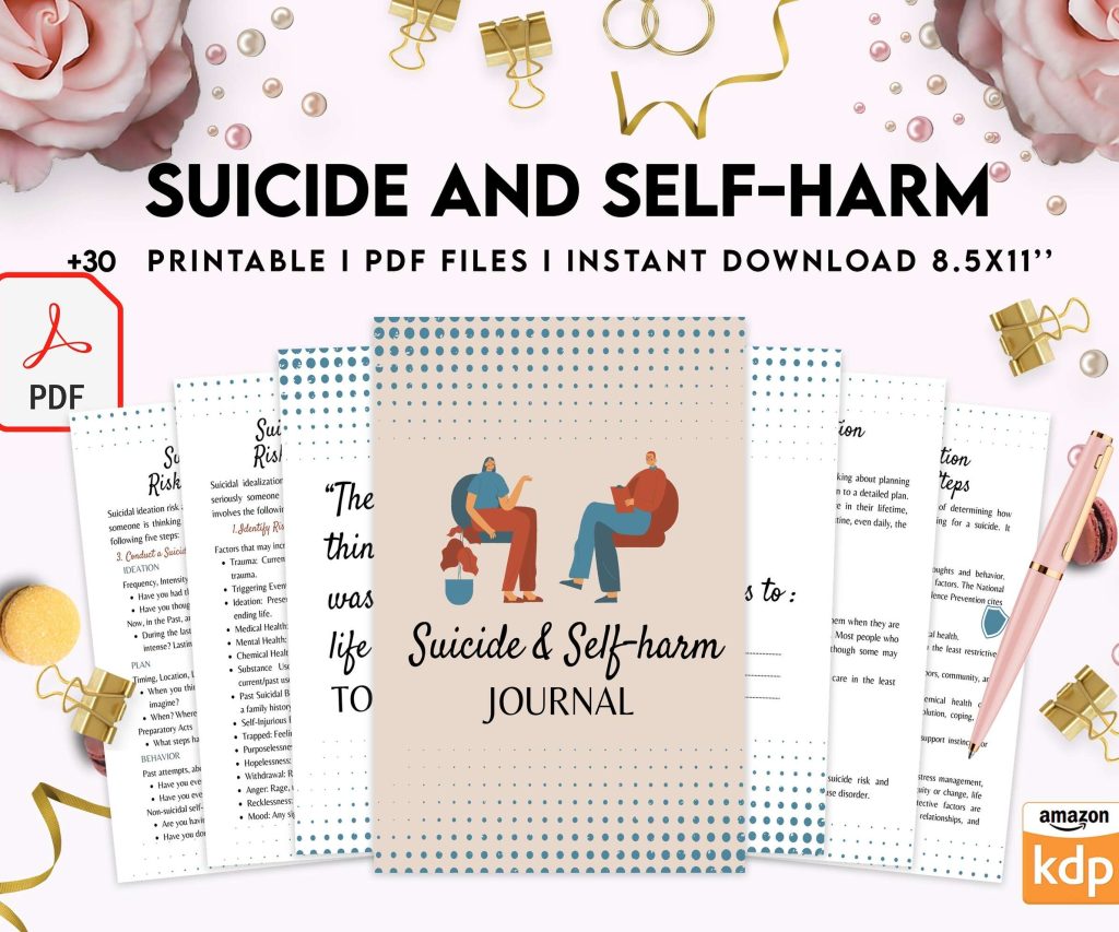 Suicide and self-harm journal, suicide awareness,suicide prevention, KDP interior PDF file 8,5×11 inch