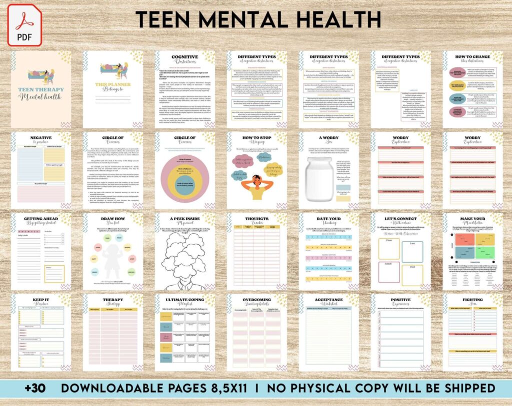 Teen Mental Health, teen therapy journal , teen coping skills, teen Shadow Work, KDP interior PDF file 8,5×11 inch