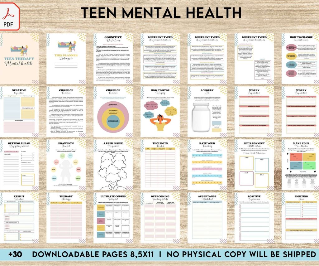 Teen Mental Health, teen therapy journal , teen coping skills, teen Shadow Work, KDP interior PDF file 8,5×11 inch
