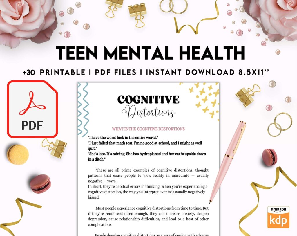 Teen Mental Health, teen therapy journal , teen coping skills, teen Shadow Work, KDP interior PDF file 8,5×11 inch