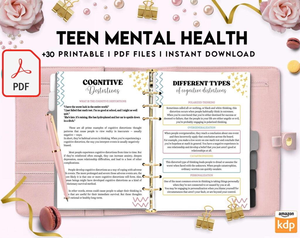 Teen Mental Health, teen therapy journal , teen coping skills, teen Shadow Work, KDP interior PDF file 8,5×11 inch
