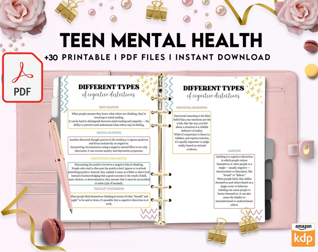 Teen Mental Health, teen therapy journal , teen coping skills, teen Shadow Work, KDP interior PDF file 8,5×11 inch