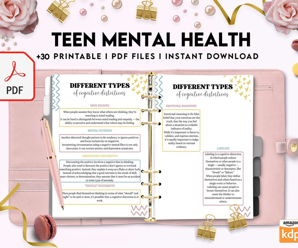 Teen Mental Health, teen therapy journal , teen coping skills, teen Shadow Work, KDP interior PDF file 8,5×11 inch