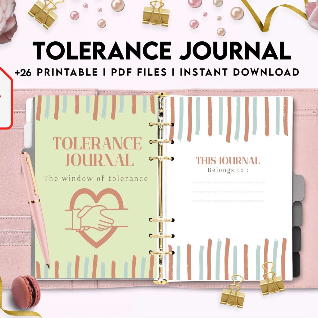 Tolerance Journal, window of tolerance, therapy journal , self discovery, self esteem, KDP interior PDF file 8,5×11 inch