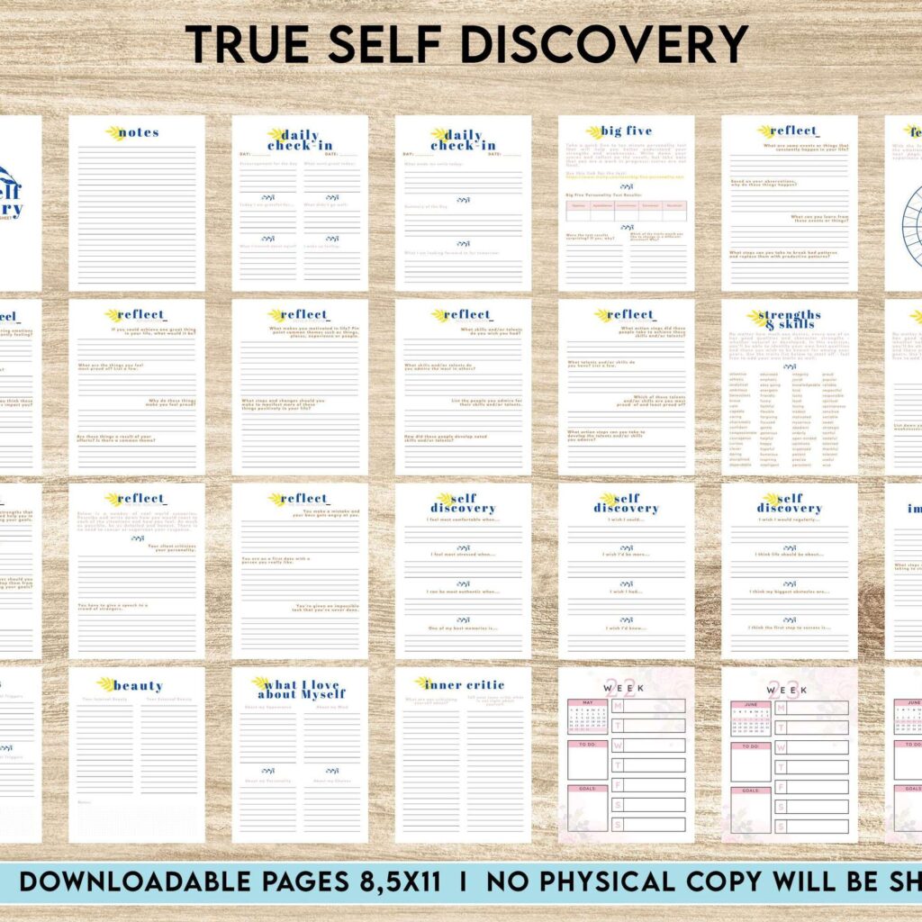 True Self Discovery, self esteem, self love journal , self care journal, manifestation KDP interior PDF file 8,5×11 inch