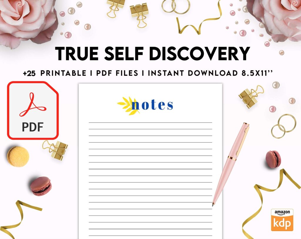 True Self Discovery, self esteem, self love journal , self care journal, manifestation KDP interior PDF file 8,5×11 inch