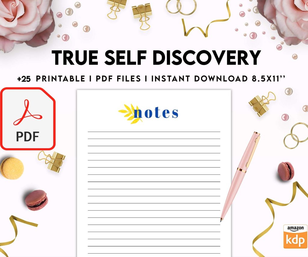 True Self Discovery, self esteem, self love journal , self care journal, manifestation KDP interior PDF file 8,5×11 inch