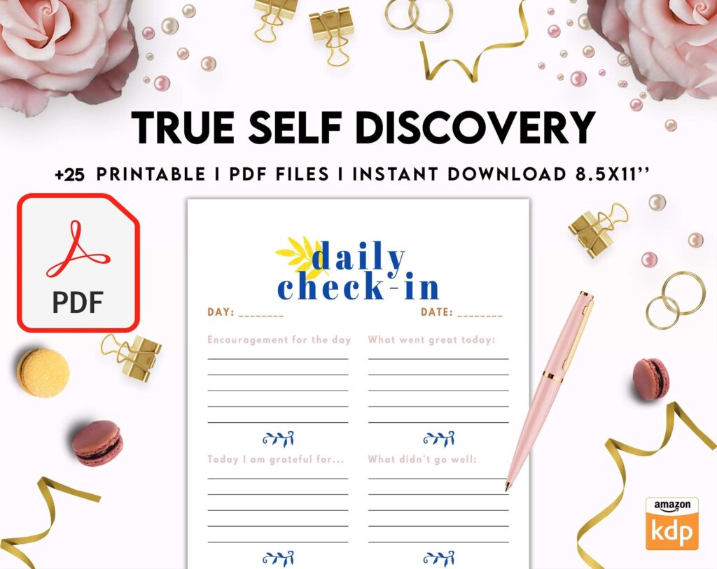 True Self Discovery, self esteem, self love journal , self care journal, manifestation KDP interior PDF file 8,5×11 inch