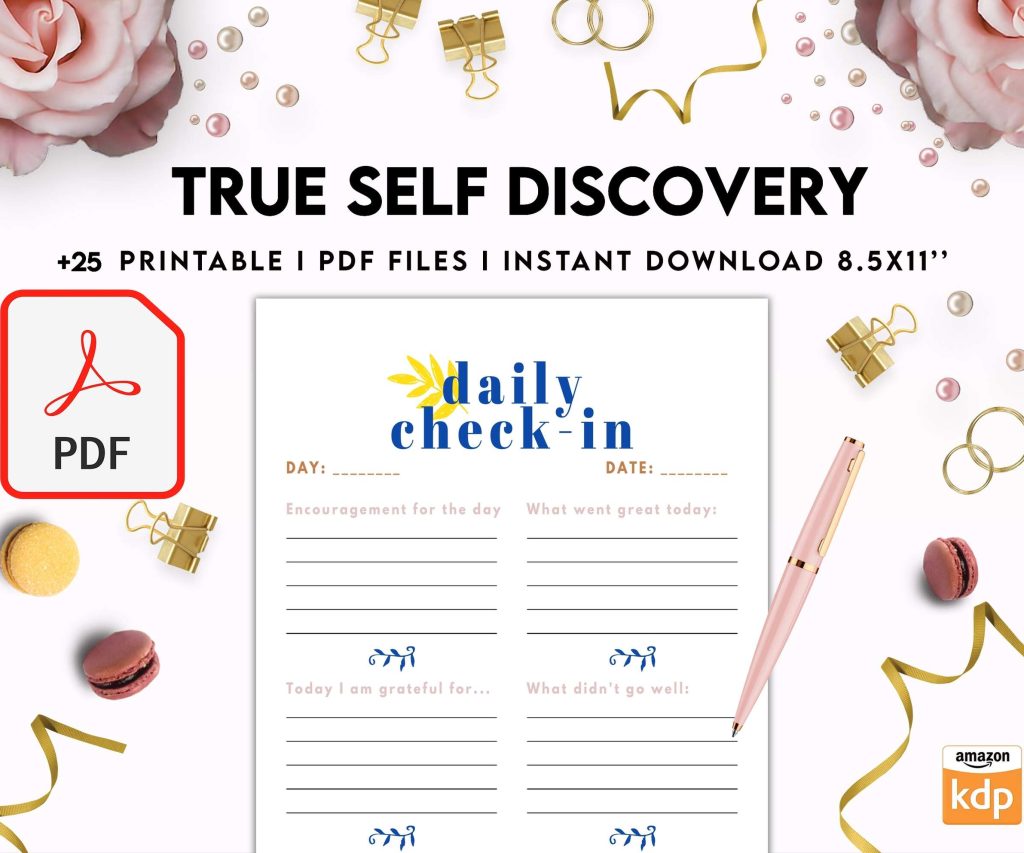 True Self Discovery, self esteem, self love journal , self care journal, manifestation KDP interior PDF file 8,5×11 inch