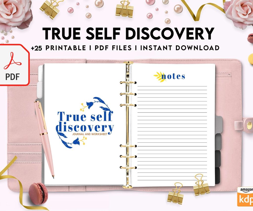True Self Discovery, self esteem, self love journal , self care journal, manifestation KDP interior PDF file 8,5×11 inch