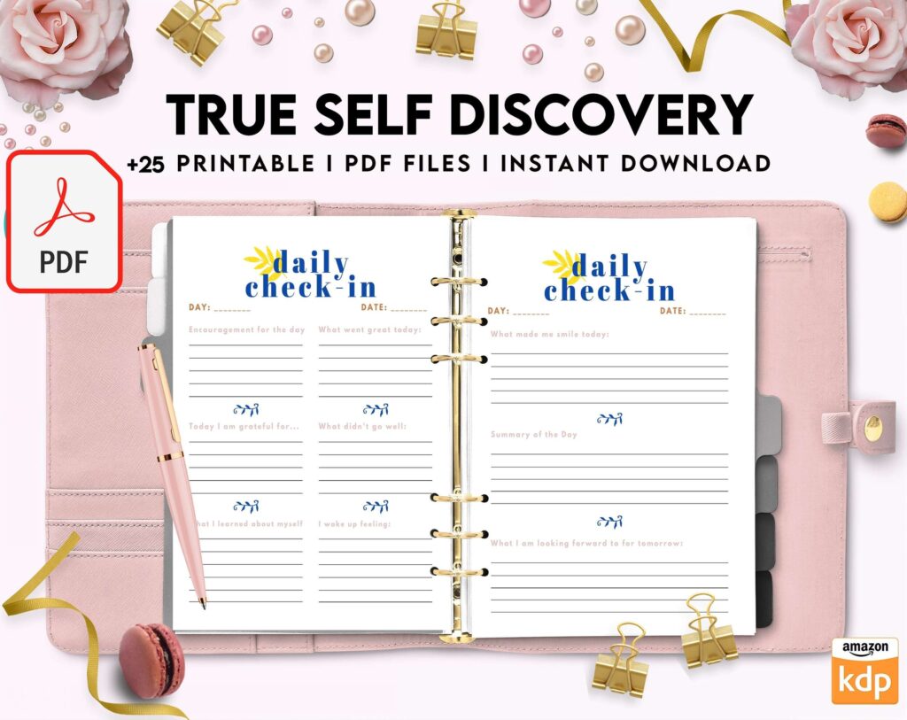 True Self Discovery, self esteem, self love journal , self care journal, manifestation KDP interior PDF file 8,5×11 inch