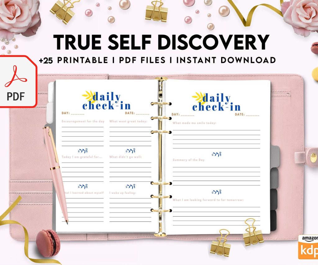True Self Discovery, self esteem, self love journal , self care journal, manifestation KDP interior PDF file 8,5×11 inch