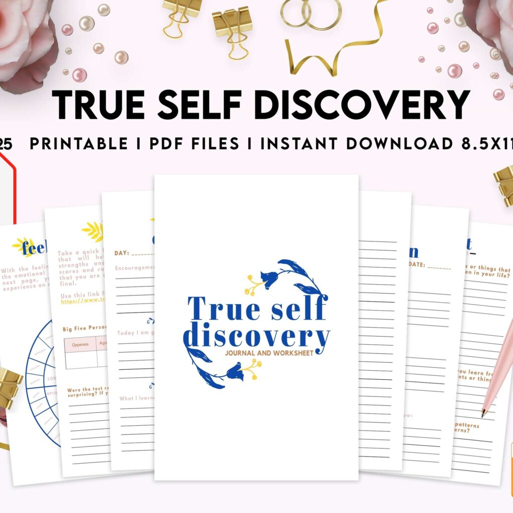 True Self Discovery, self esteem, self love journal , self care journal, manifestation KDP interior PDF file 8,5×11 inch