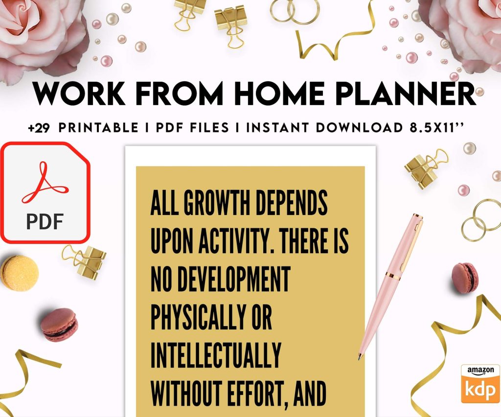 Work From Home Planner, Productivity planner, Working from home, freelancer solopreneur business planner, KDP interior PDF file 8,5×11 inch