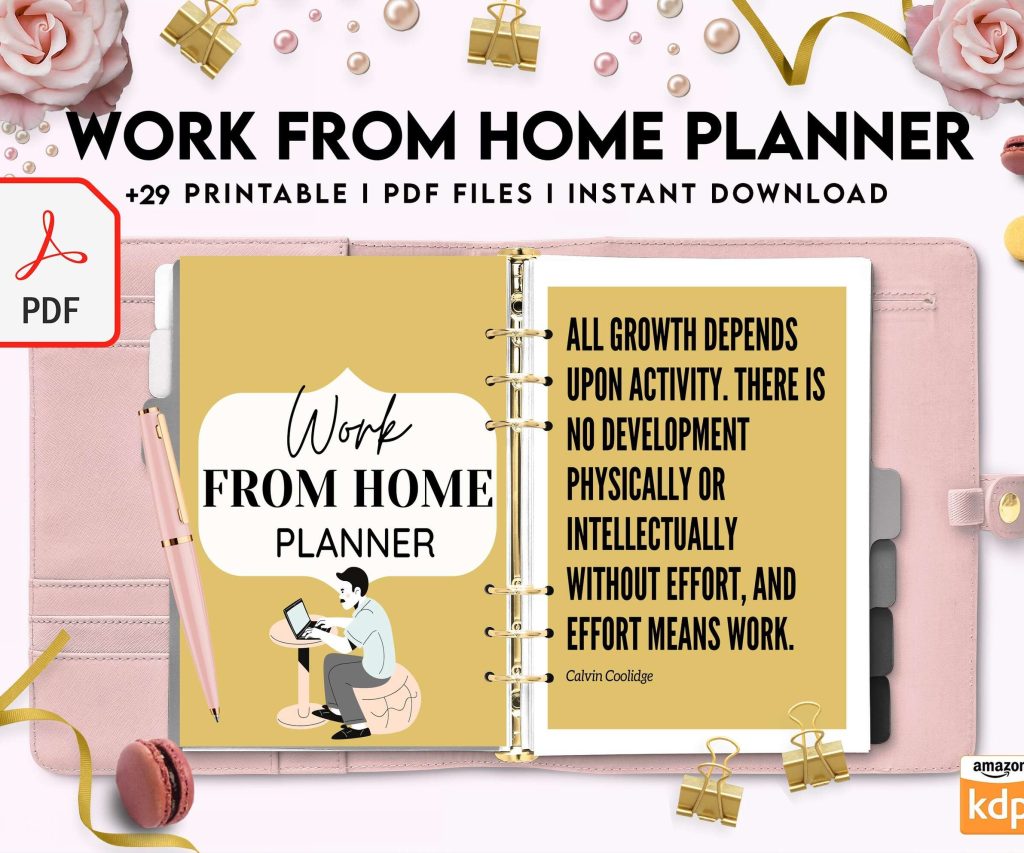 Work From Home Planner, Productivity planner, Working from home, freelancer solopreneur business planner, KDP interior PDF file 8,5×11 inch
