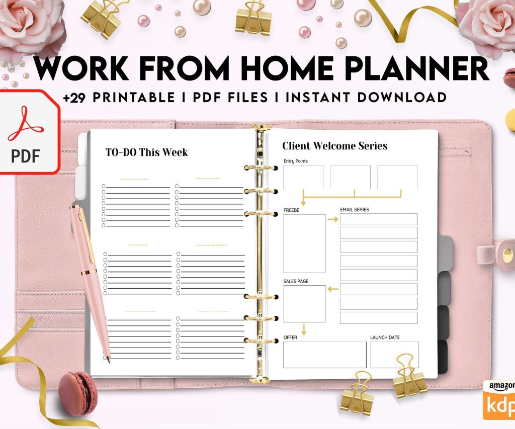 Work From Home Planner, Productivity planner, Working from home, freelancer solopreneur business planner, KDP interior PDF file 8,5×11 inch