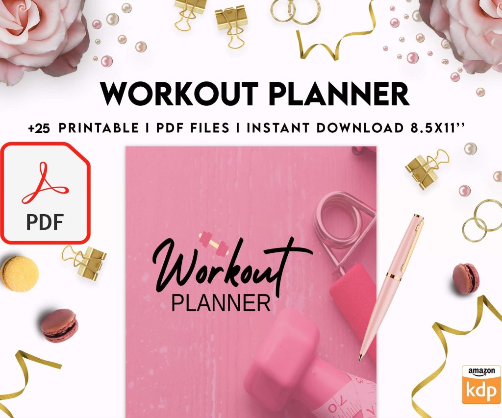 Workout Planner, exercise tracker , Fitness Journal, workout journal, KDP interior PDF file 8,5×11 inch