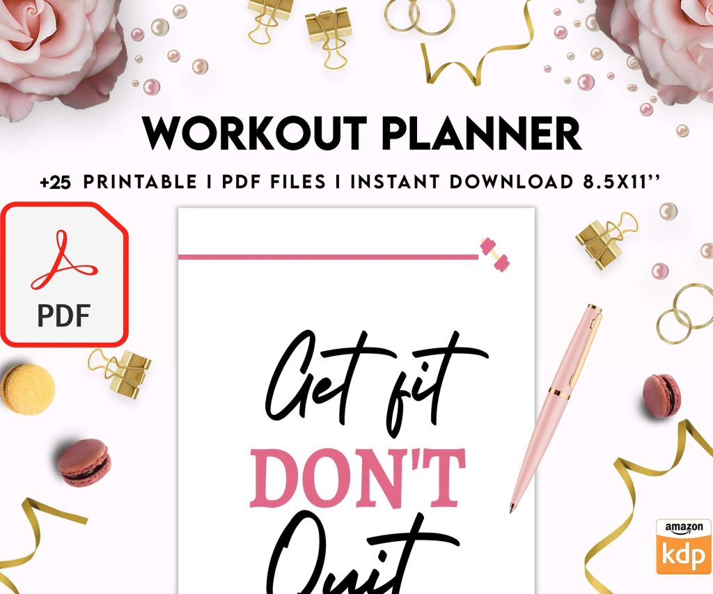 Workout Planner, exercise tracker , Fitness Journal, workout journal, KDP interior PDF file 8,5×11 inch