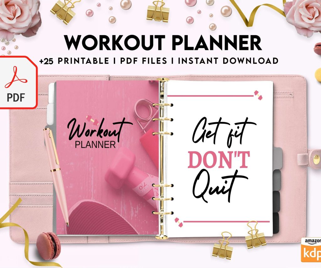 Workout Planner, exercise tracker , Fitness Journal, workout journal, KDP interior PDF file 8,5×11 inch