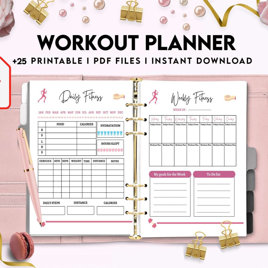 Workout Planner, exercise tracker , Fitness Journal, workout journal, KDP interior PDF file 8,5×11 inch
