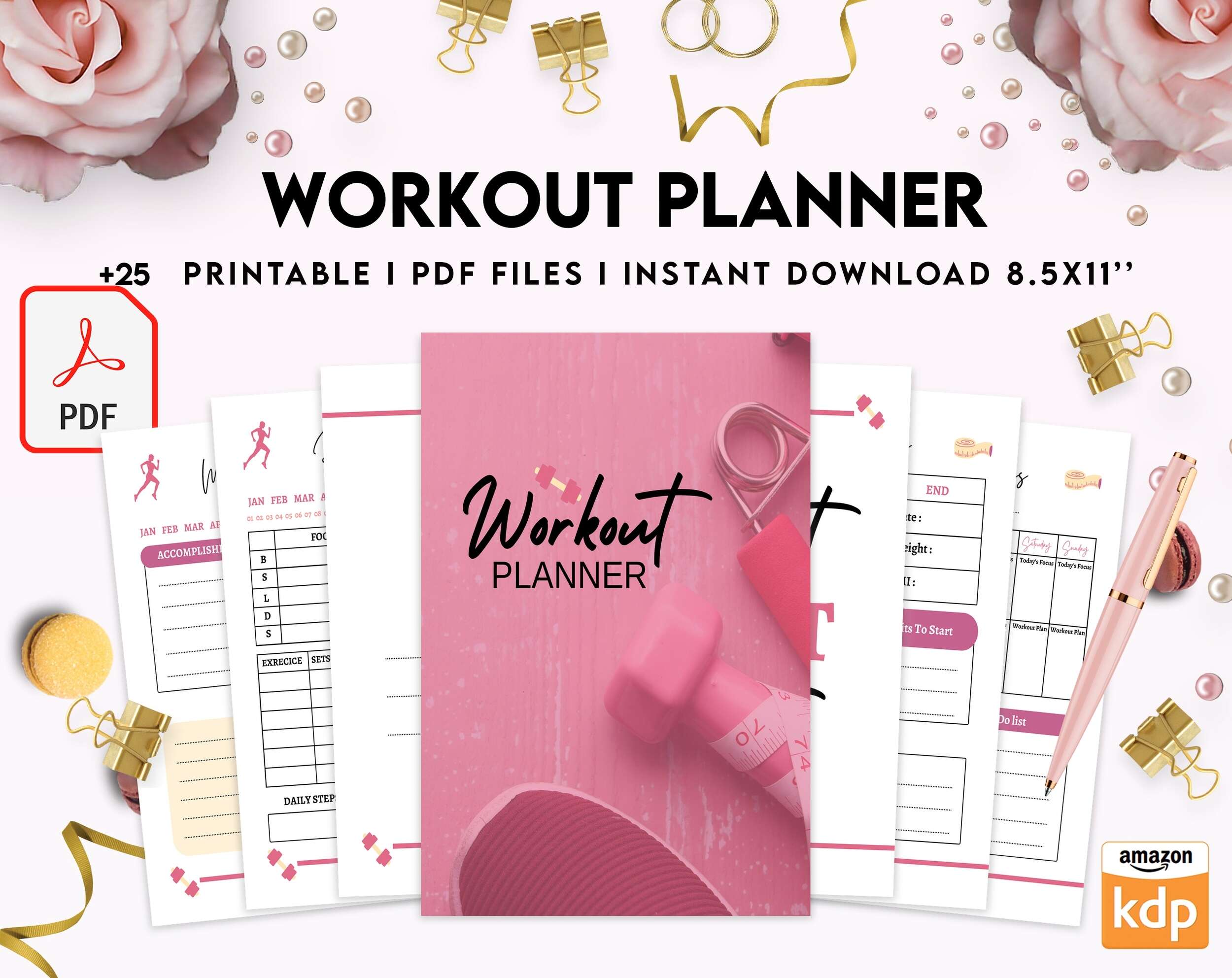 Workout Planner, exercise tracker , Fitness Journal, workout journal, KDP interior PDF file 8,5×11 inch Workout Planner, exercise tracker , Fitness Journal, workout journal, KDP interior PDF file 8,5×11 inch