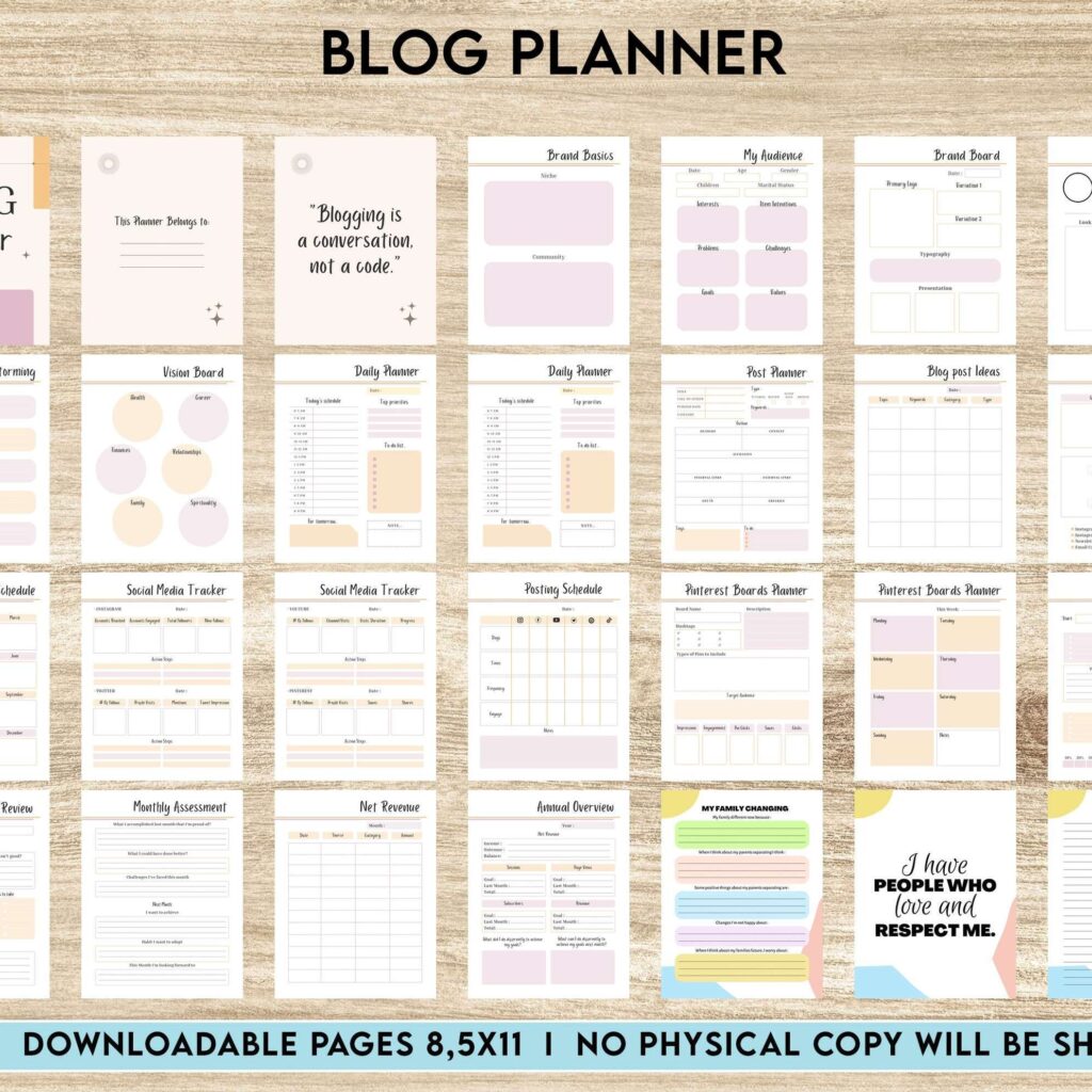 Blog Planner, Planner for blogger, social media Planner, content planner, KDP interior PDF file 8,5×11 inch