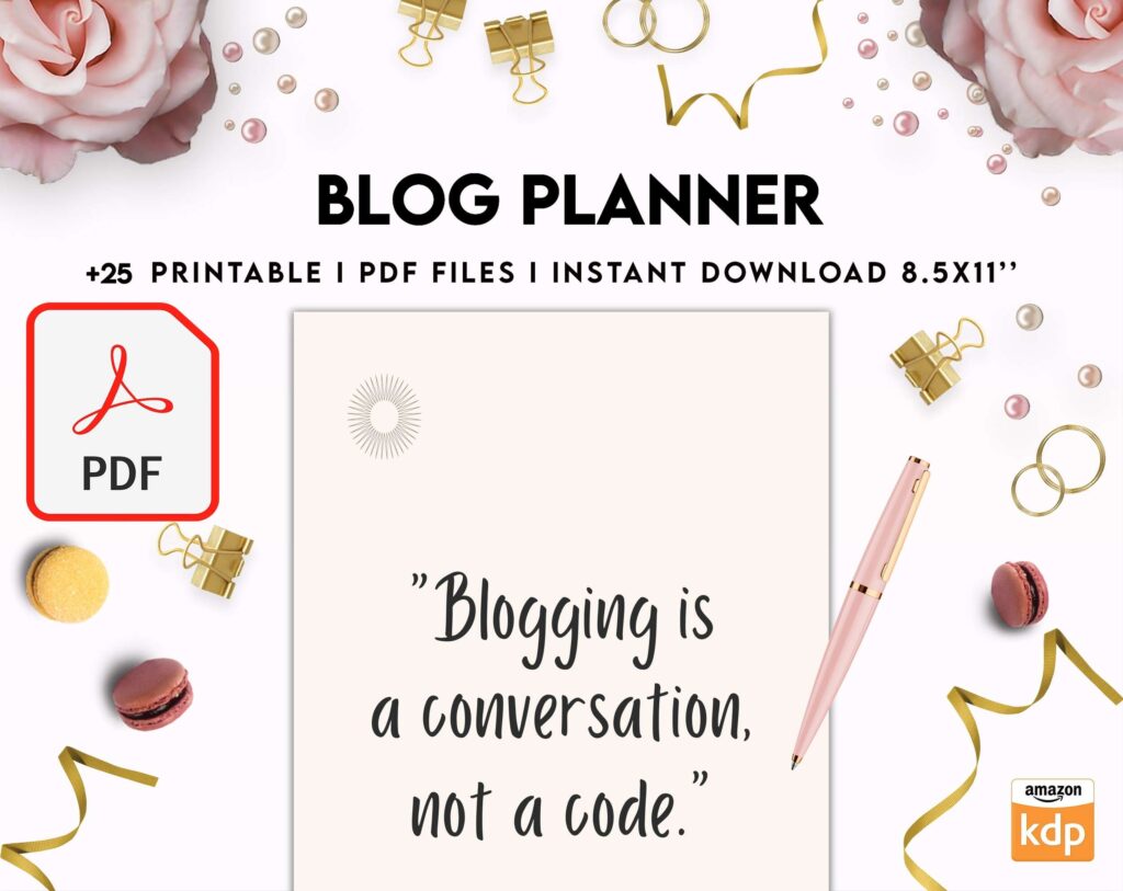 Blog Planner, Planner for blogger, social media Planner, content planner, KDP interior PDF file 8,5×11 inch