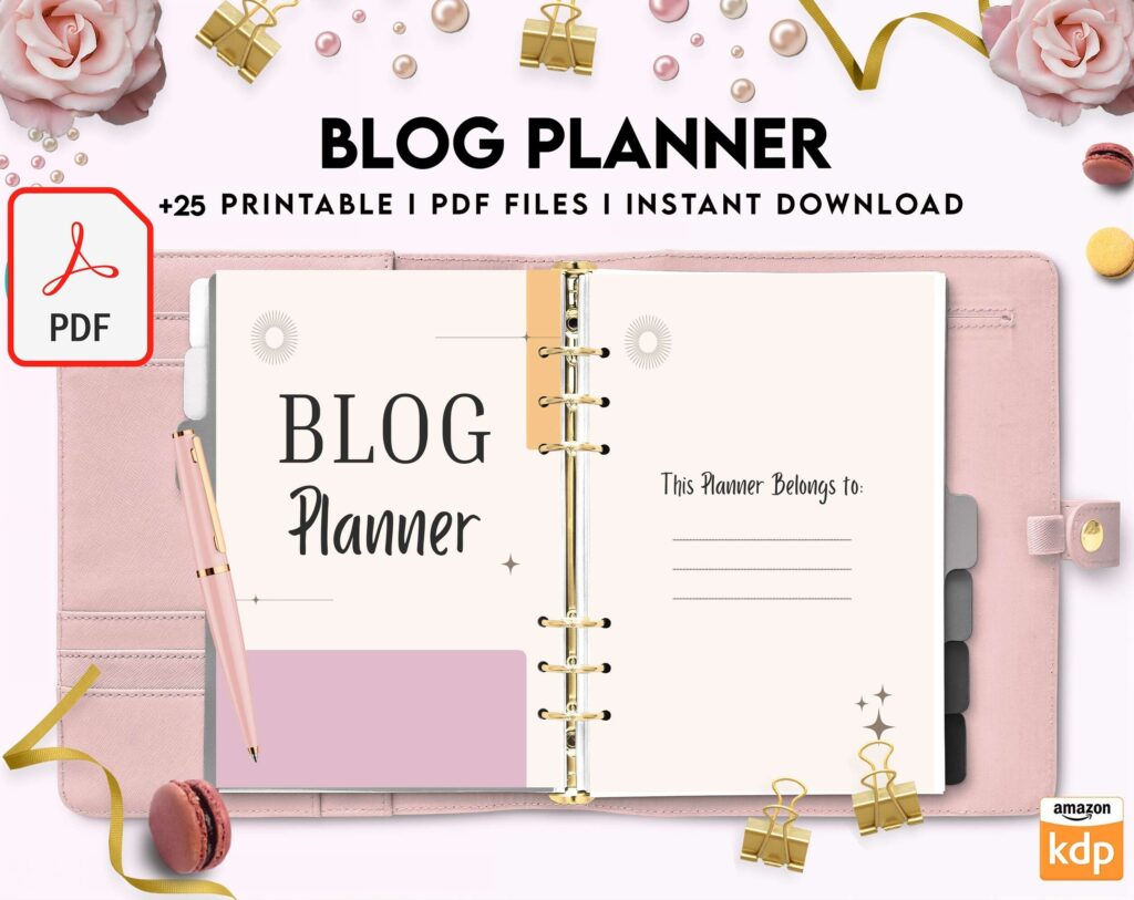 Blog Planner, Planner for blogger, social media Planner, content planner, KDP interior PDF file 8,5×11 inch