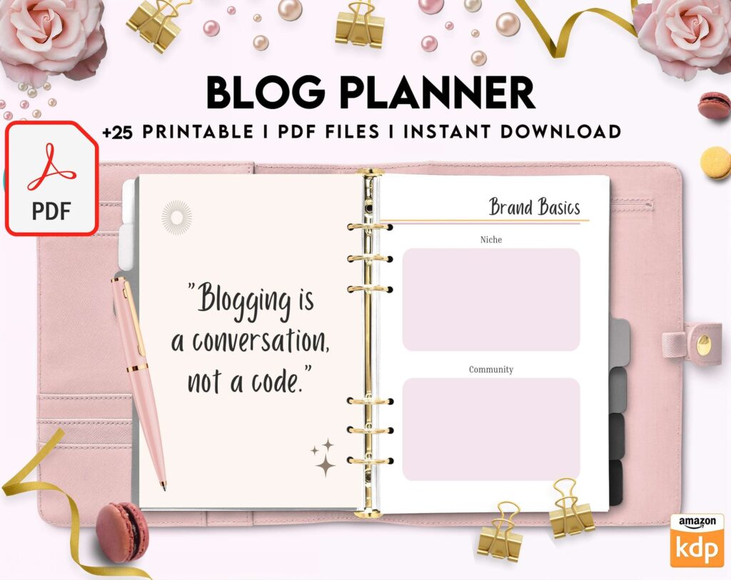 Blog Planner, Planner for blogger, social media Planner, content planner, KDP interior PDF file 8,5×11 inch