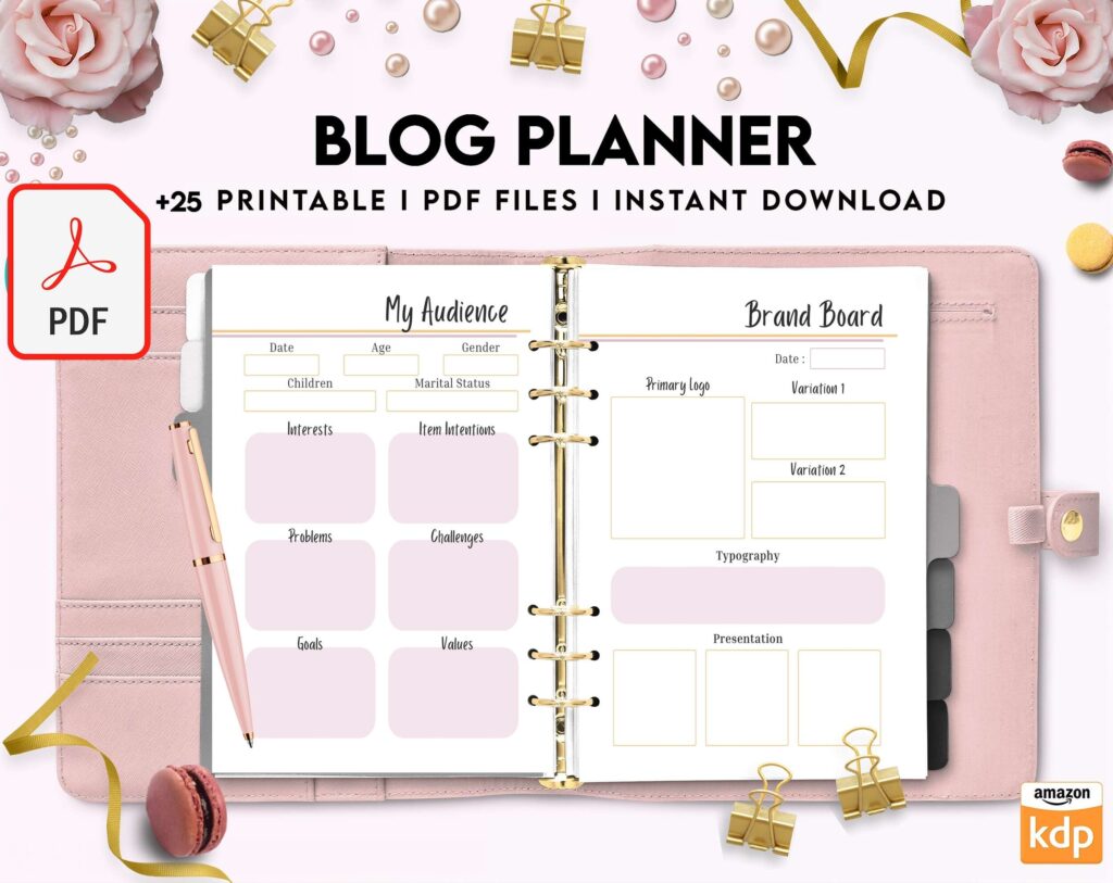 Blog Planner, Planner for blogger, social media Planner, content planner, KDP interior PDF file 8,5×11 inch