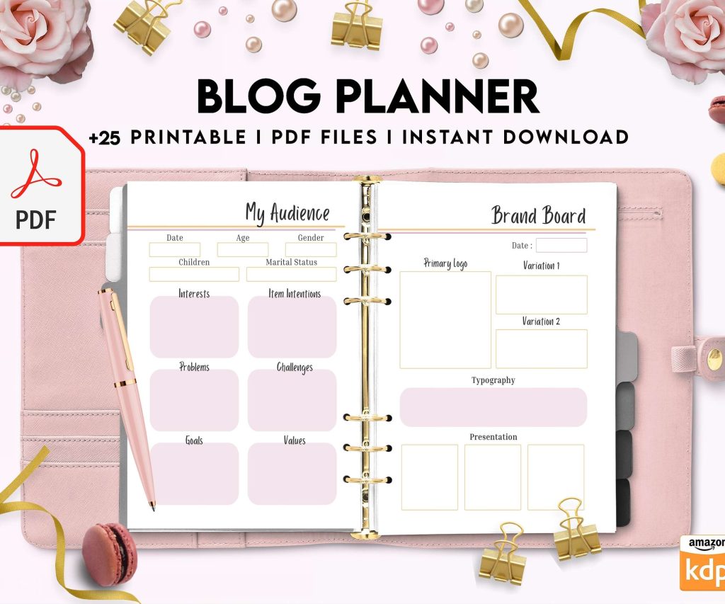 Blog Planner, Planner for blogger, social media Planner, content planner, KDP interior PDF file 8,5×11 inch