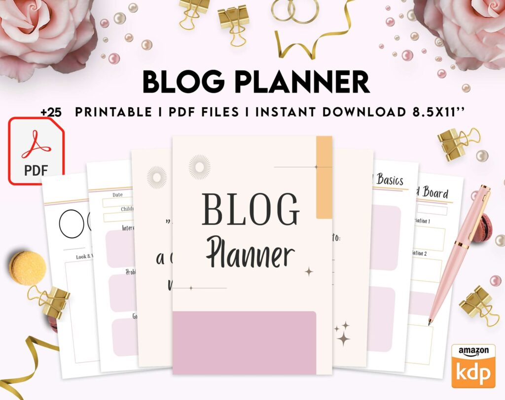 Blog Planner, Planner for blogger, social media Planner, content planner, KDP interior PDF file 8,5×11 inch