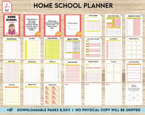 Home School Planner, homeschool daily planning, homeschooling lesson schedule KDP interior PDF file 8,5×11 inch