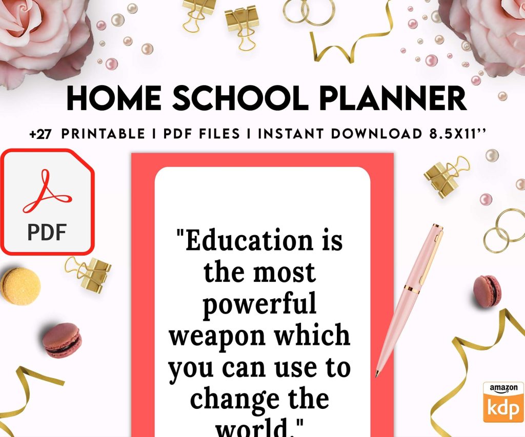 Home School Planner, homeschool daily planning, homeschooling lesson schedule KDP interior PDF file 8,5×11 inch