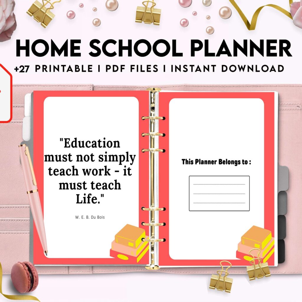Home School Planner, homeschool daily planning, homeschooling lesson schedule KDP interior PDF file 8,5×11 inch
