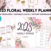 2023 Floral Weekly Planner, Dated 2023 planner Calendar Printable Canva Editable Templates 8,5×11 inch, KDP interior