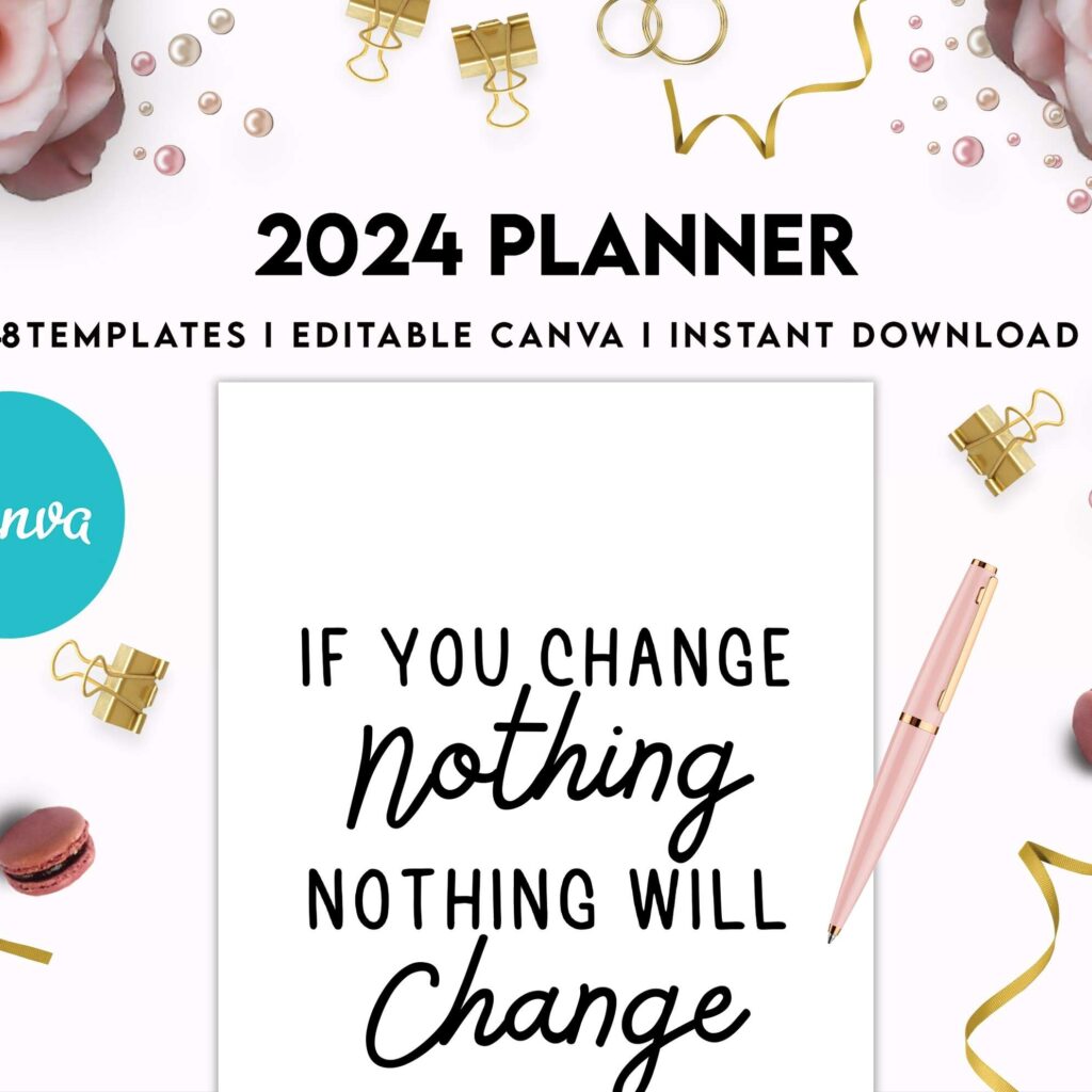 2024 Planner, Dated 2024 planner Calendar Printable Canva Editable Templates 8,5×11 inch, KDP interior