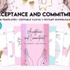 Acceptance and Commitment, therapy journal , self improvement journal, self discovery, self esteem, Canva Editable Templates 8,5×11 inch, KDP interior
