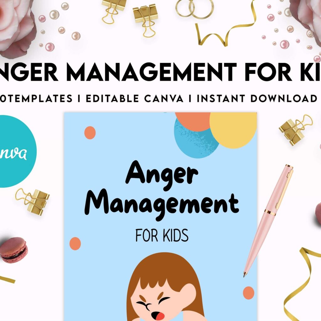 Anger Management for Kids, kids therapy journal, kids Self care journal, kids mindfulness, kids self love journal,kids wellness journal Canva Editable Templates 8,5×11 inch, KDP interior