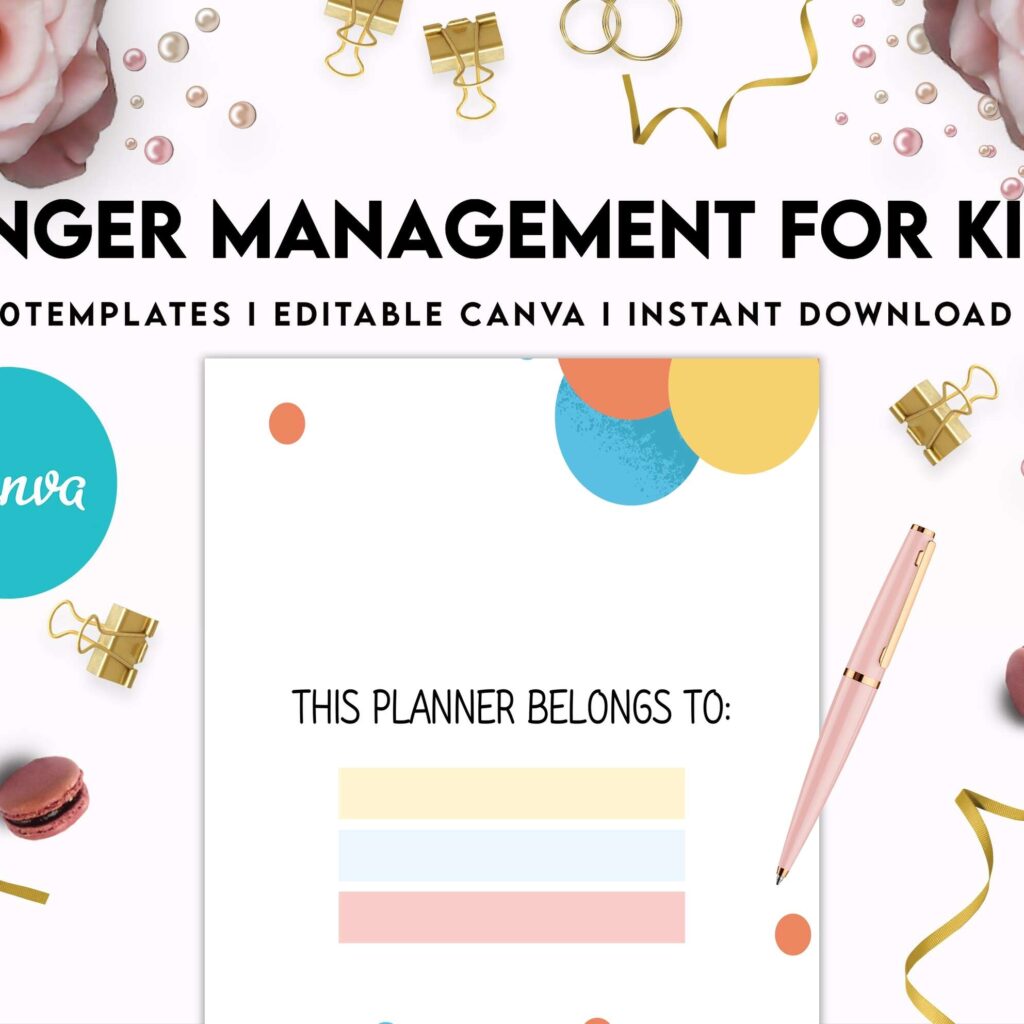 Anger Management for Kids, kids therapy journal, kids Self care journal, kids mindfulness, kids self love journal,kids wellness journal Canva Editable Templates 8,5×11 inch, KDP interior