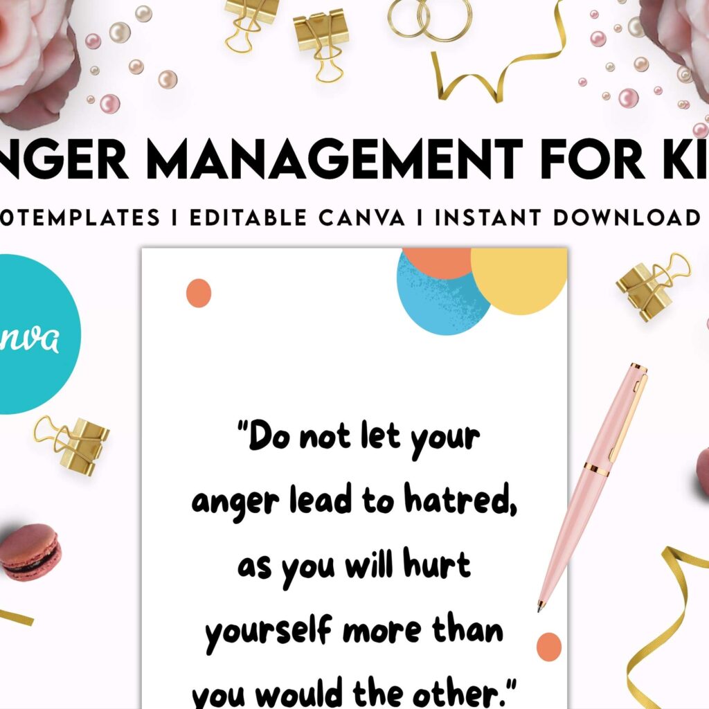 Anger Management for Kids, kids therapy journal, kids Self care journal, kids mindfulness, kids self love journal,kids wellness journal Canva Editable Templates 8,5×11 inch, KDP interior