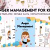 Anger Management for Kids, kids therapy journal, kids Self care journal, kids mindfulness, kids self love journal,kids wellness journal Canva Editable Templates 8,5×11 inch, KDP interior